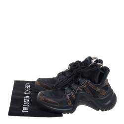 Pre Owned Louis Vuitton Black Monogram Canvas And Mesh Archlight Sneakers Size 36