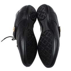 Louis Vuitton Black Leather Brogue Velcro Strap Sneakers Size 37.5