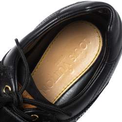 Louis Vuitton Black Leather Brogue Velcro Strap Sneakers Size 37.5