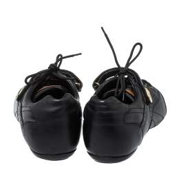 Louis Vuitton Black Leather Brogue Velcro Strap Sneakers Size 37.5