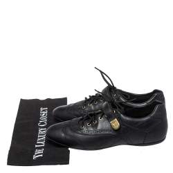 Louis Vuitton Black Leather Brogue Velcro Strap Sneakers Size 37.5