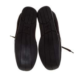 Pre Owned Louis Vuitton Brown Patent Leather And Monogram Canvas Lace Up Sneakers Size 39.5