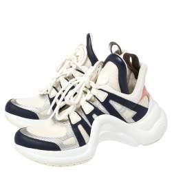 Louis Vuitton White/Blue Leather And Mesh Archlight Lace Up Sneakers Size 37