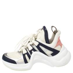 Louis Vuitton White/Blue Leather And Mesh Archlight Lace Up Sneakers Size 37