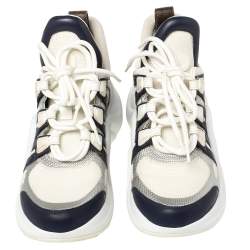Louis Vuitton White/Blue Leather And Mesh Archlight Lace Up Sneakers Size 37