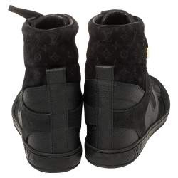 مملوكة مسبقًا حذاء بوت كاحل لوي فيتون ميلينيوم كعب روكي جلد و سويدي مونوغرامي أسود مقاس 38