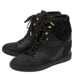 مملوكة مسبقًا حذاء بوت كاحل لوي فيتون ميلينيوم كعب روكي جلد و سويدي مونوغرامي أسود مقاس 38