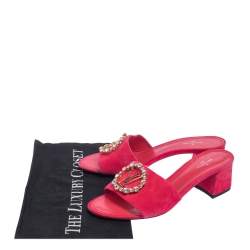 Louis Vuitton Pink Suede Madeleine Slide Sandals Size 37