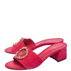 Louis Vuitton Pink Suede Madeleine Slide Sandals Size 37