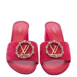 Louis Vuitton Pink Suede Madeleine Slide Sandals Size 37