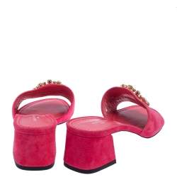 Louis Vuitton Pink Suede Madeleine Slide Sandals Size 37