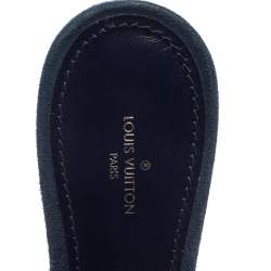 Pre Owned Louis Vuitton Blue Suede Crystal Madeleine Flat Mules Size 37