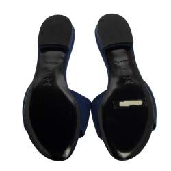 Pre Owned Louis Vuitton Blue Suede Crystal Madeleine Flat Mules Size 37