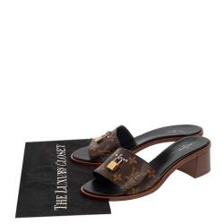 Louis Vuitton Brown Monogram Canvas Lock It Mule Sandals Size 39