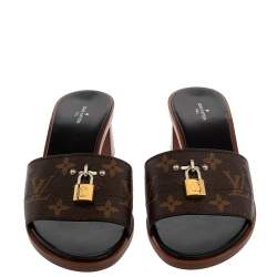 Louis Vuitton Brown Monogram Canvas Lock It Mule Sandals Size 39