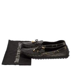 Pre Owned Louis Vuitton Black Monogram Empreinte Leather Gloria Loafers Size 39