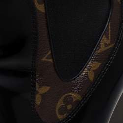 مملوكة مسبقًا بوت للكاحل لوي فيتون جلد أسود وكانفاس مونوغرامي مقاس 38.5