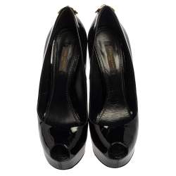 مملوكة مسبقًا Louis Vuitton Black Patent Leather Oh Really! Peep Toe Platform Pumps Size 38