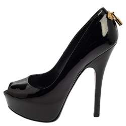 مملوكة مسبقًا Louis Vuitton Black Patent Leather Oh Really! Peep Toe Platform Pumps Size 38