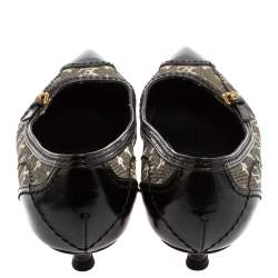 مملوكة مسبقًا Louis Vuitton Black/White Monogram Mini Lin Canvas And Leather Kitten Heel Pumps Size 36