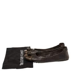 مملوكة مسبقًا Louis Vuitton Brown Leather And Canvas Dice Ballet Flats Size 40