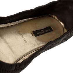 مملوكة مسبقًا Louis Vuitton Brown Leather And Canvas Dice Ballet Flats Size 40