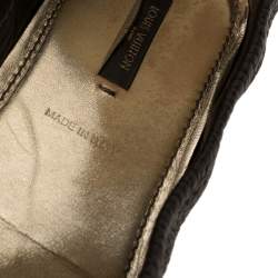 مملوكة مسبقًا Louis Vuitton Brown Leather And Canvas Dice Ballet Flats Size 40