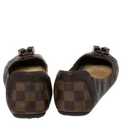 مملوكة مسبقًا Louis Vuitton Brown Leather And Canvas Dice Ballet Flats Size 40