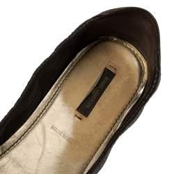 مملوكة مسبقًا Louis Vuitton Brown Leather And Canvas Dice Ballet Flats Size 40