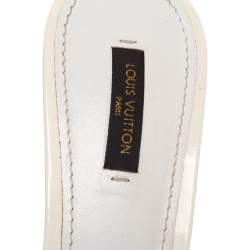 مملوكة مسبقًا Louis Vuitton Cream Monogram Canvas And Patent Leather Sandals Size 40.5