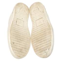 Pre Owned حذاء رياضي لوي فيتون فرونت رو بالشعار مزخرف جلد أبيض برباط مقاس 40