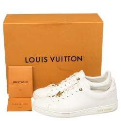Pre Owned حذاء رياضي لوي فيتون فرونت رو بالشعار مزخرف جلد أبيض برباط مقاس 40
