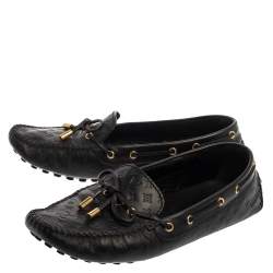 Pre Owned Louis Vuitton Black Monogram Leather Gloria Loafers Size 38.5