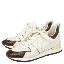 مملوكة مسبقًا Louis Vuitton White/Brown Monogram Canvas And Mesh Reverse Run Away Sneakers Size 37.5