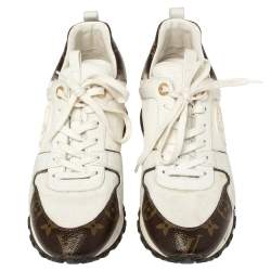 مملوكة مسبقًا Louis Vuitton White/Brown Monogram Canvas And Mesh Reverse Run Away Sneakers Size 37.5