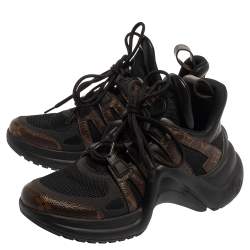 Louis Vuitton Black/Brown Mesh And Monogram Canvas Archlight Lace Up Sneakers Size 38