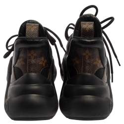 Louis Vuitton Black/Brown Mesh And Monogram Canvas Archlight Lace Up Sneakers Size 38