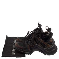 Louis Vuitton Black/Brown Mesh And Monogram Canvas Archlight Lace Up Sneakers Size 38