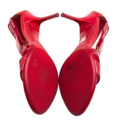 Louis Vuitton Red/ White Monogram Printed Fabric And Patent Leather Sandals Size 39