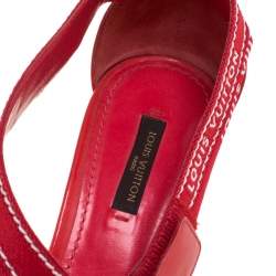 Louis Vuitton Red/ White Monogram Printed Fabric And Patent Leather Sandals Size 39