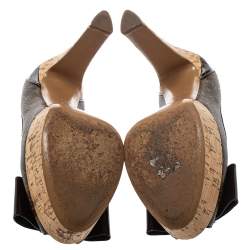 Pre Owned حذاء كعب عالي لوي فيتون ريفولي كانفاس وجلد لامع مونوغرامي بيج/بني نعل سميك مقاس 40