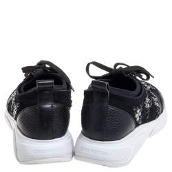 مملوكة مسبقًا Louis Vuitton Black Leather And Suede Embellished Low Top Sneakers Size 36