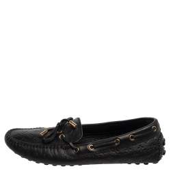 Louis Vuitton Black Monogram Leather Gloria Loafers Size 38