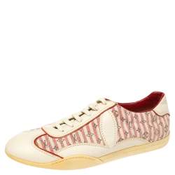 Louis Vuitton Cream /Red  Monogram Canvas And Leather  Sneakers Size 39