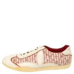 Louis Vuitton Cream /Red  Monogram Canvas And Leather  Sneakers Size 39