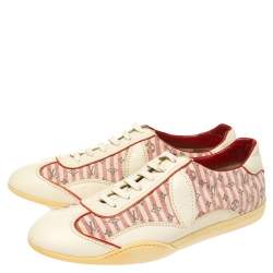 Louis Vuitton Cream /Red  Monogram Canvas And Leather  Sneakers Size 39