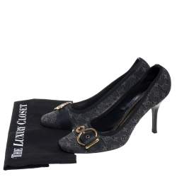 Louis Vuitton Black Canvas And Leather Mini Lin Buckle Detail  Pumps Size 40