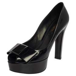 Pre Owned حذاء كعب عالي لوي فيتون فيرنيه مقدمة مفتوحة رصاصي داكن مونوغرامي نعل سميك مقاس 37.5