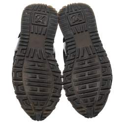Pre Owned Louis Vuitton Black Mesh And Monogram Canvas Run Away Sneakers Size 38.5