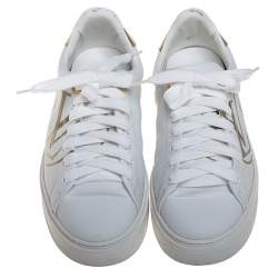 Louis Vuitton White Leather Time Out Sneakers Size 37